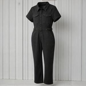 Good American Black Utility Zip-Front Jumpsuit Short Sleeve 4XL - With Tags NEW